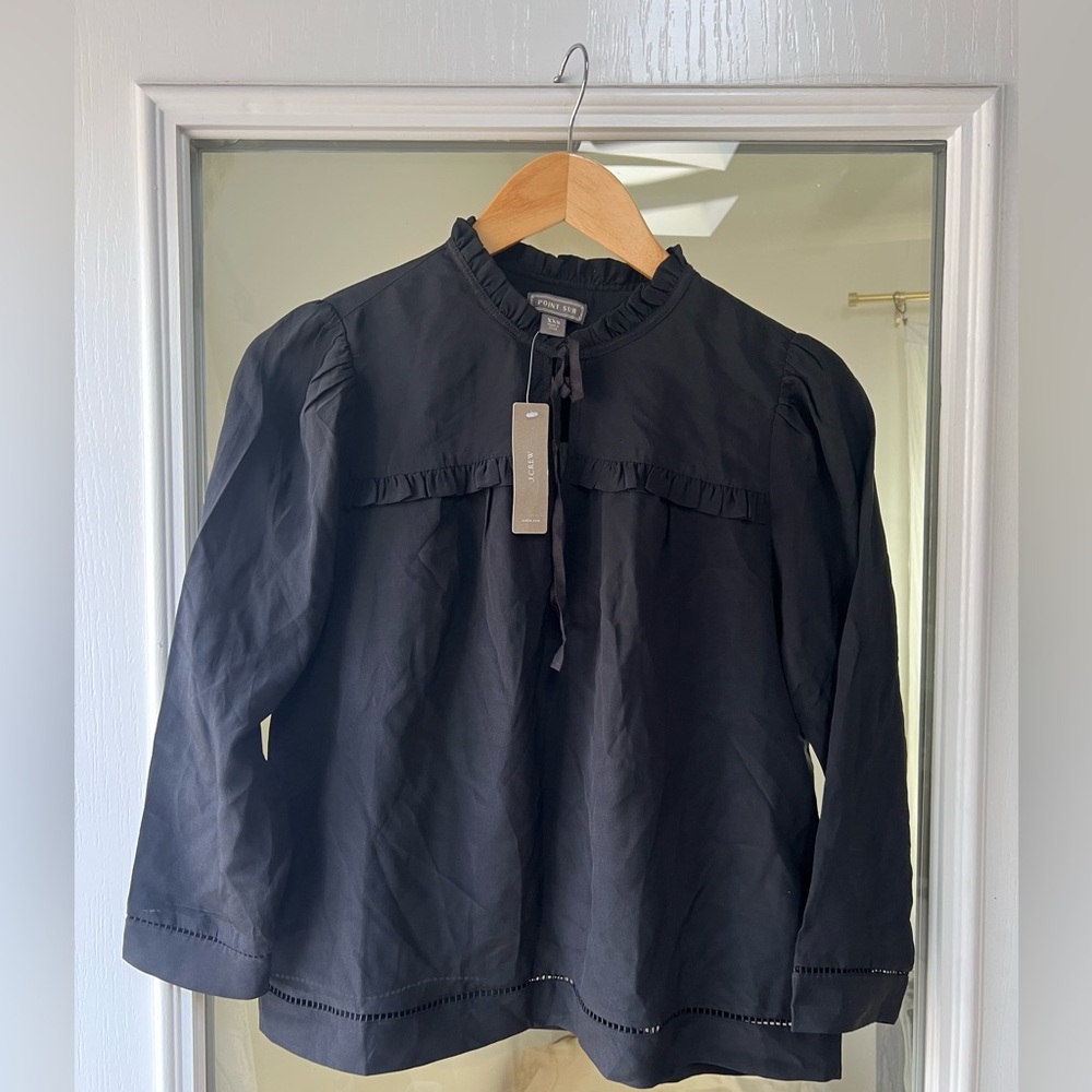 J. Crew Black Ruffle Women's blouse